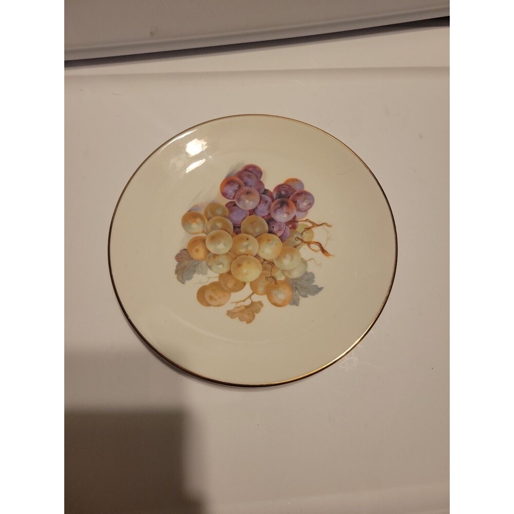 Schumann Arzberg  Bavaria 7 1/2" Fruit Plate Gold Trim-Grapes, Vintage, Germany